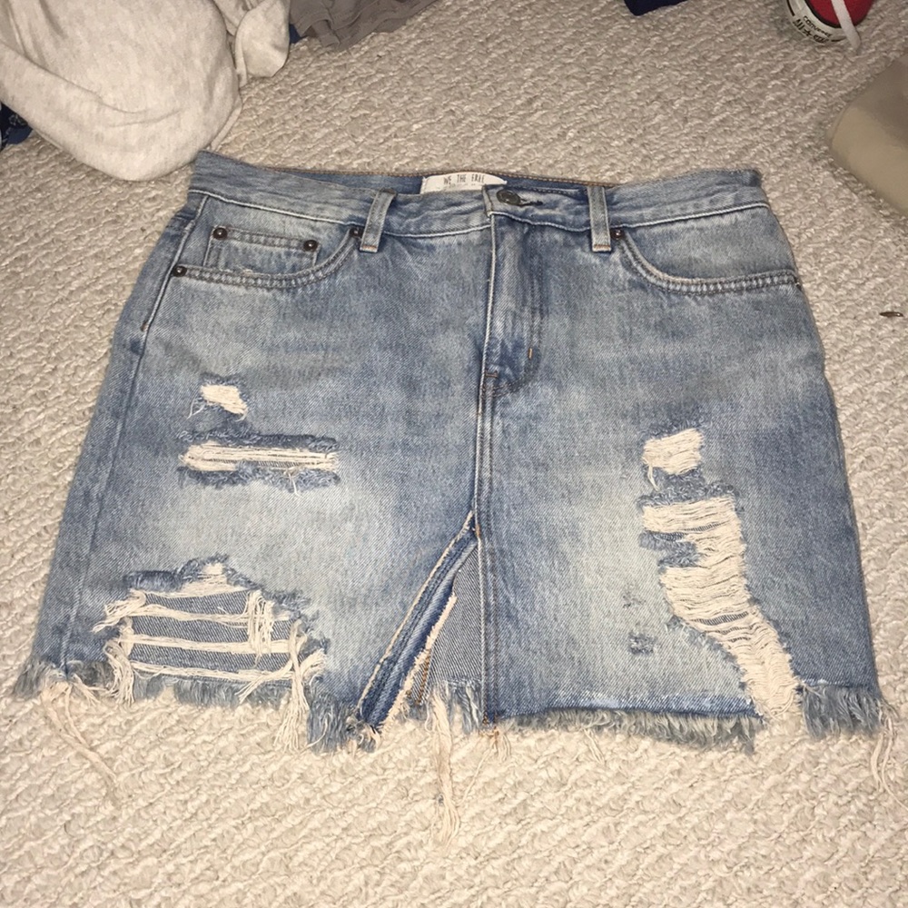 FREE PEOPLE - Ripped Blue Jean Skirt